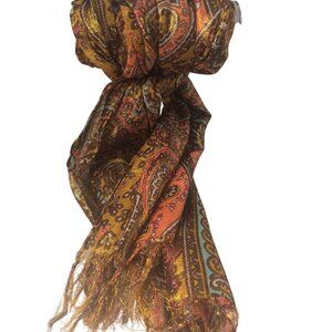 Vintage Long Detailed Gold Scarf  Accessory